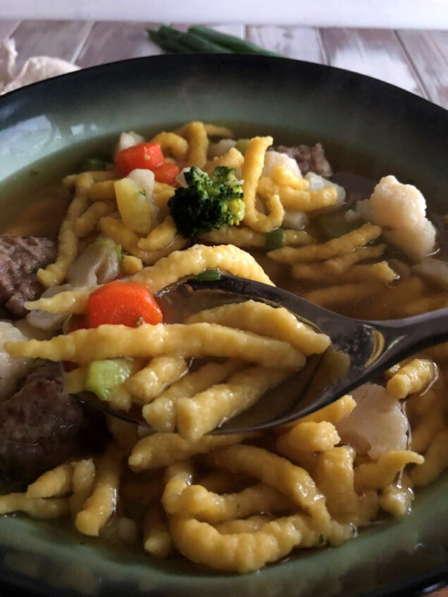 Gemüse Spätzle Eintopf mit Fleischklößchen - Sparflämmchen