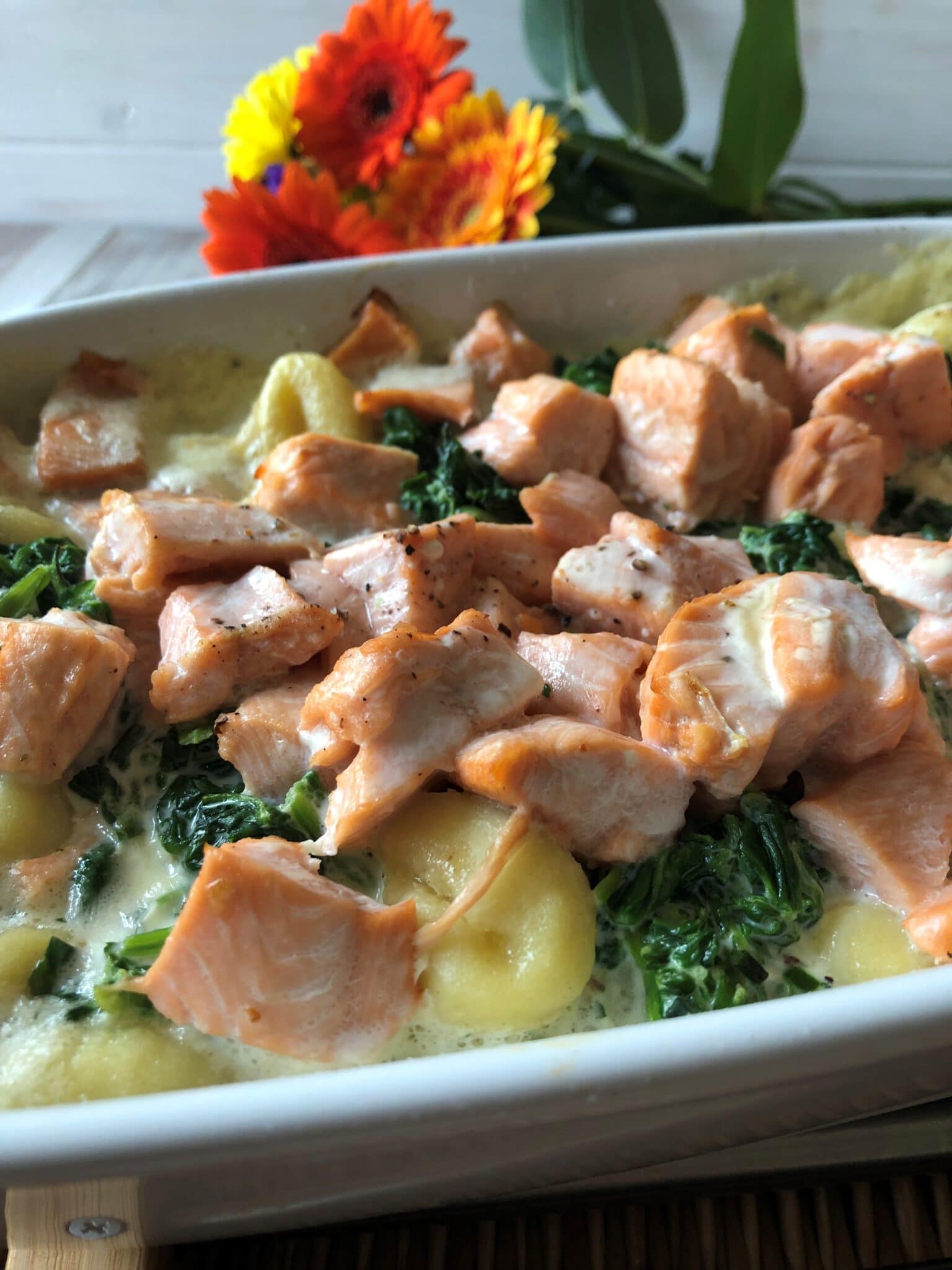 Gnocchi Lachs Auflauf - Sparflämmchen Gnocchi Lachs Auflauf