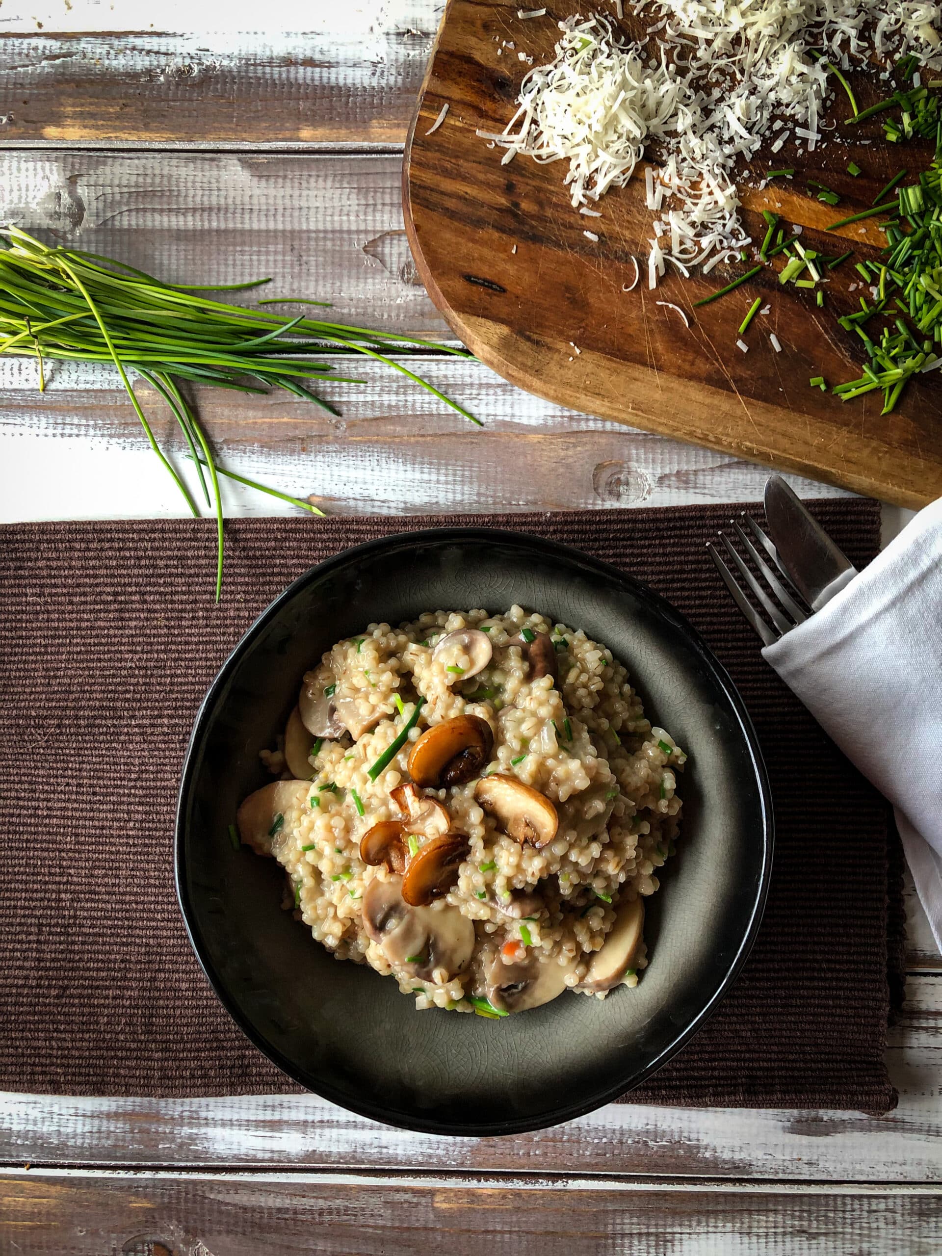 Graupen Risotto mit Champignons - Sparflämmchen