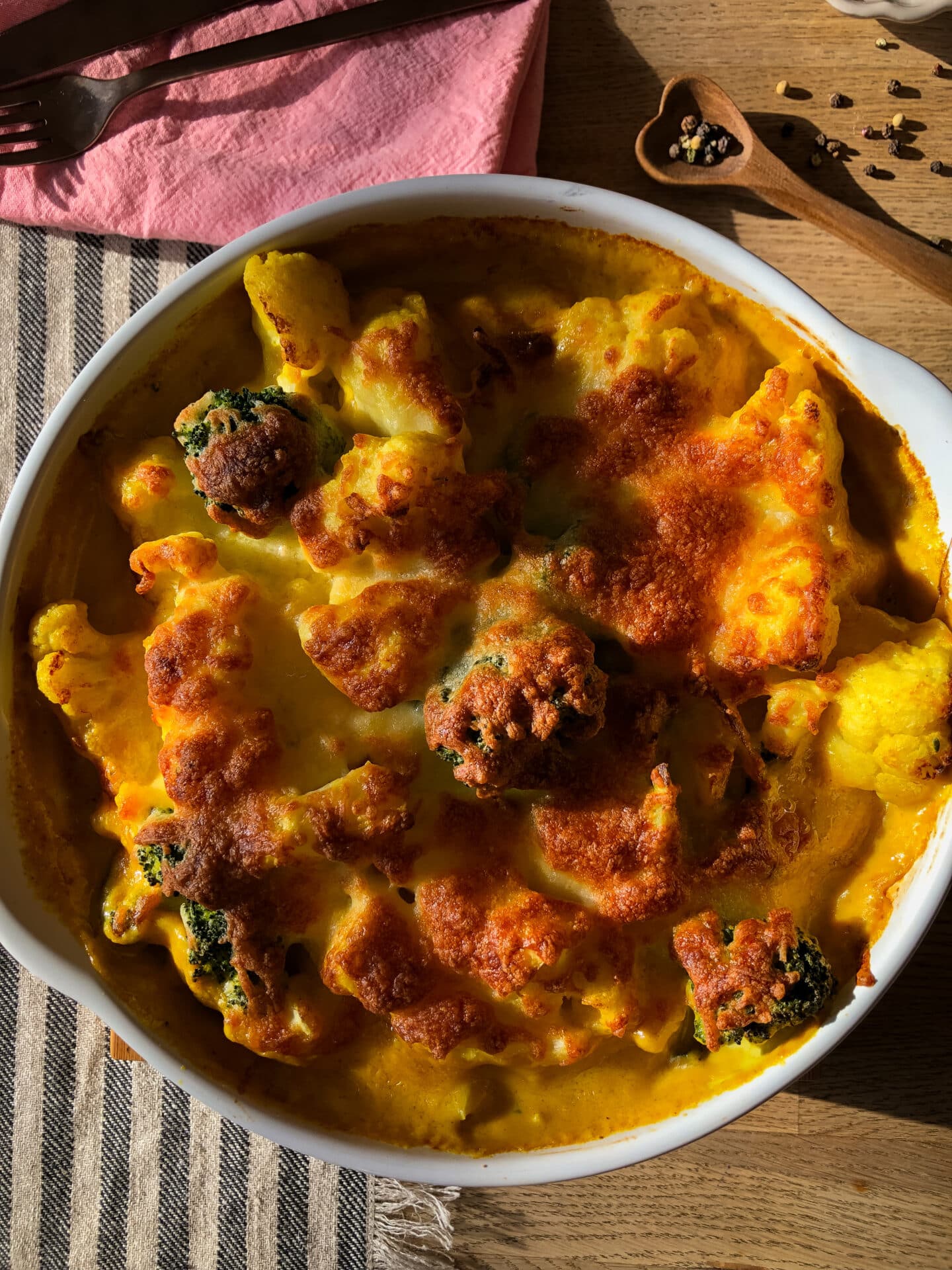 Curry Blumenkohl Brokkoli Gratin - Sparflämmchen