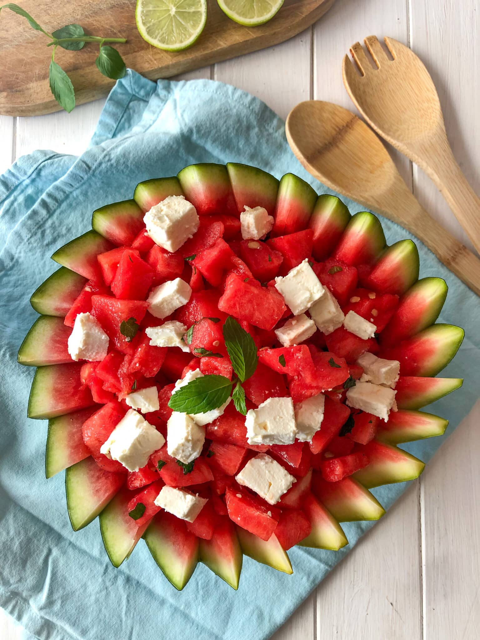 Melonen Feta Salat - Sparflämmchen Melonen Feta Salat