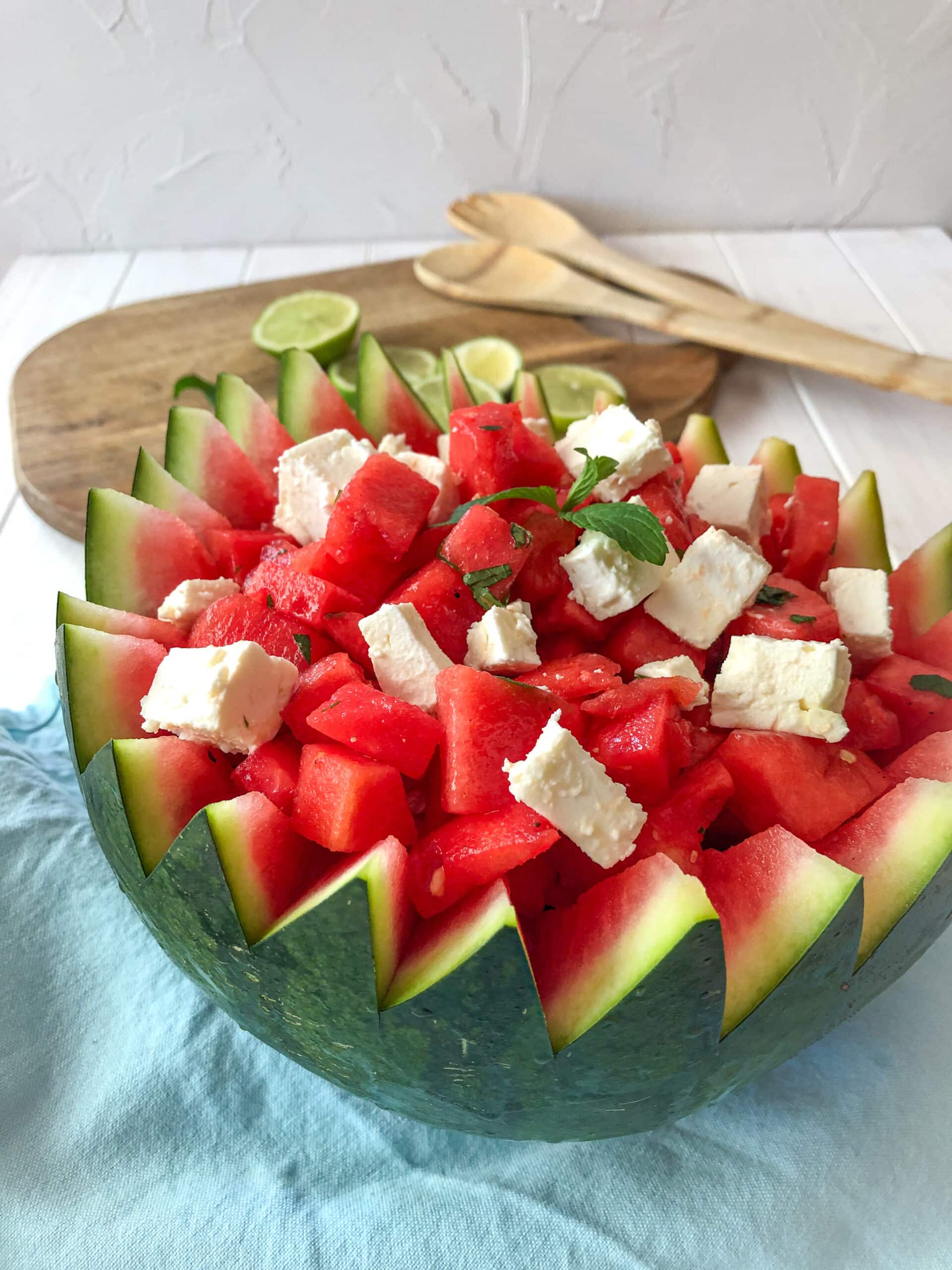 Melonen Feta Salat - Sparflämmchen Melonen Feta Salat