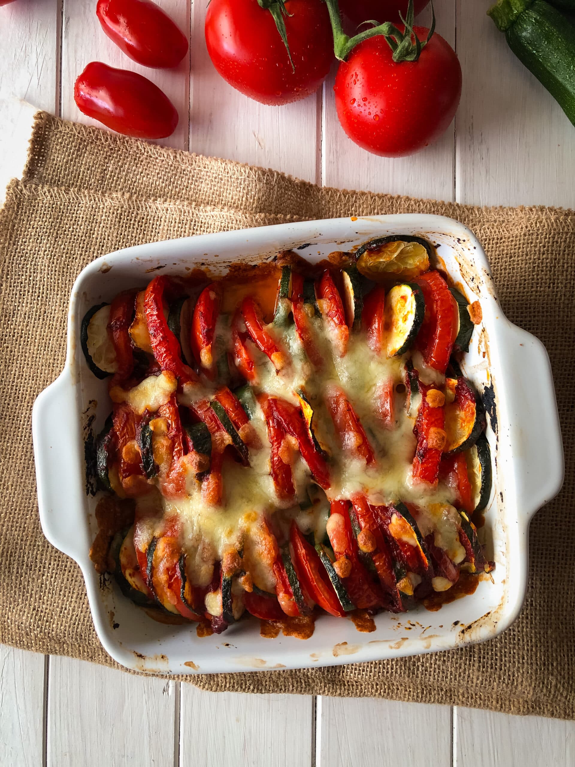 Zucchini Tomaten Gratin - Sparflämmchen Zucchini Tomaten Gratin