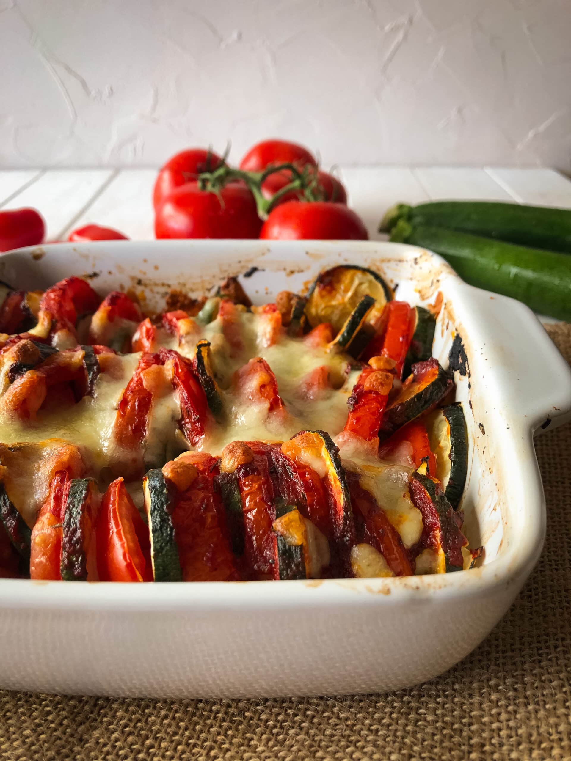 Zucchini Tomaten Gratin - Sparflämmchen Zucchini Tomaten Gratin