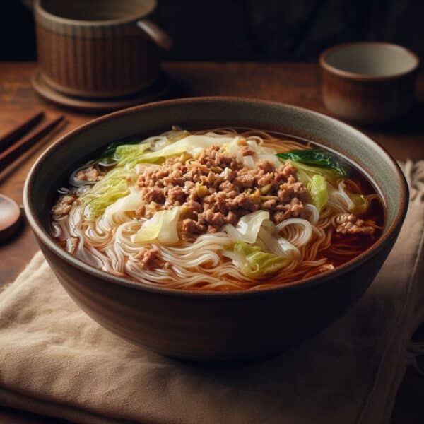 Glasnudel Suppe mit Hackfleisch - Sparflämmchen Glasnudel Suppe mit ...