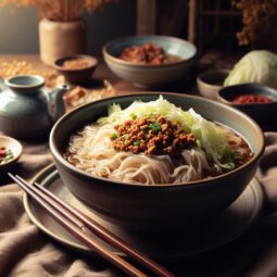 Glasnudelsuppe mit Hackfleisch