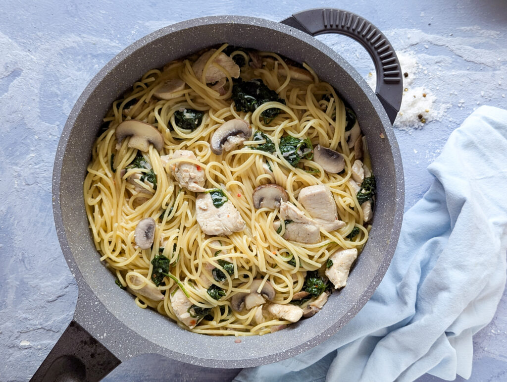 Hähnchen Spinat Spaghetti